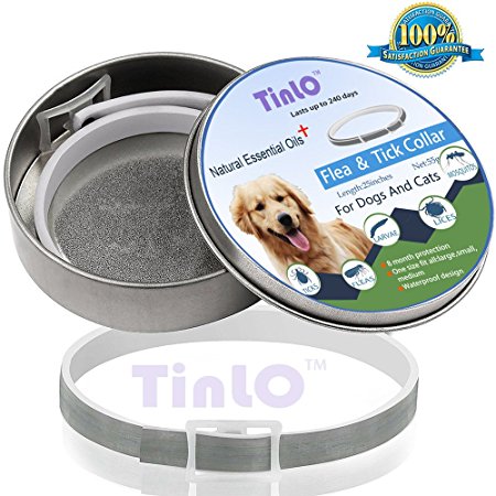 TinLO Flea and Tick Collar for Dogs/Cats,Essential Oil Safe Dog Collar,Flea and Tick Prevention for 8 month,Waterproof,One size fits all.