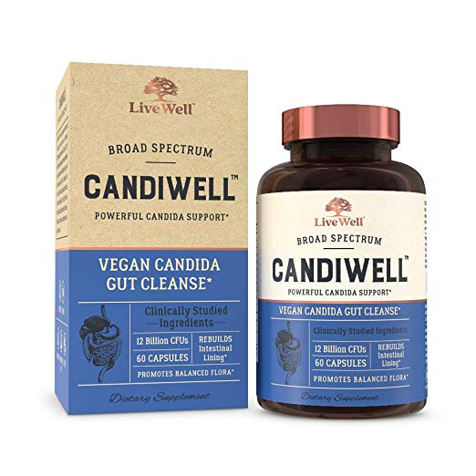 CandiWell - Powerful Candida Support with Clinically Studied Herbs and Botanicals, Digestive Enzymes, and Probiotics | Vegan Candida Gut Cleanse - 30 Day Supply