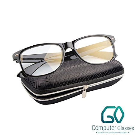 Eyecare Computer Reading Glasses | Ultimate Solution to Prevent Eyestrain and Visual Fatigue | Premium Anti-Scratch and Reflective Lenses with Shatterproof Acetate Frame | Case Included | Black