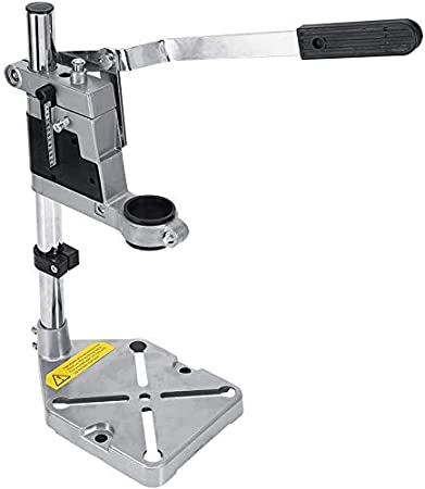 Drill Press Stand, Heavy Duty Universal Bench Clamp Drill Press Table Support Tool Adjustable Benchtop Single Hole Aluminum Base Workbench Repair Tool for Hand Drill