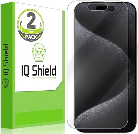 IQShield Screen Protector Compatible with Apple iPhone 15 (2-Pack) Anti-Bubble Clear TPU Film