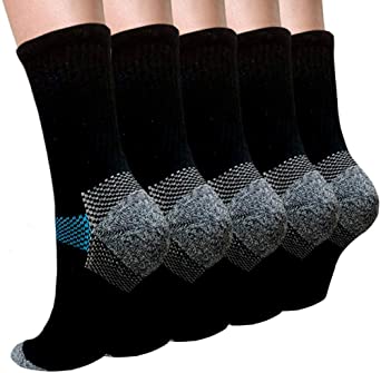 Compression Socks Plantar Fasciitis for Women Men (3/5/7 Pack), 8-15 mmhg Athletic Sock Arch Support Flight Travel Nurses