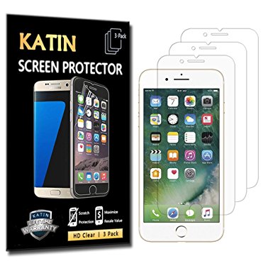 KATIN Apple iPhone 8 Plus , iPhone 7 Plus (5.5"inch) HD Clear Film High Definition Screen Protector [3-Pack] with Lifetime Replacement Warranty