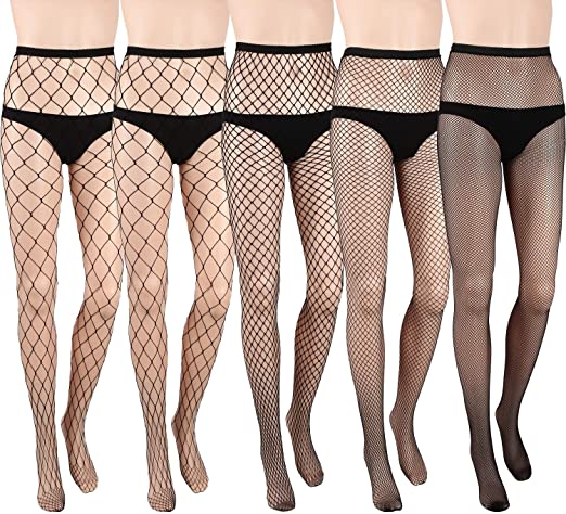 5 Pairs Fishnet Cross Mesh Stockings Fishnet Tights Fishnet Pantyhose for Women