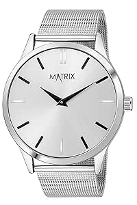 Matrix Men's Signature Two Hands & Cut Glass with Leather Strap Analog Watch ( Black / White Dial )