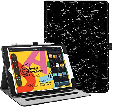 Fintie Case for New iPad 7th Generation 10.2 Inch 2019 - [Corner Protection] Multi-Angle Viewing Folio Smart Stand Back Cover with Pocket, Pencil Holder, Auto Wake/Sleep for iPad 10.2", Constellation