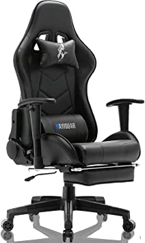 Gaming Chair with Footrest Gaming Chaise High Back Racing Style Video Game Chairs Ergonomic Desk Chair Swivel Gaming Chair with Lumbar Support and Headrest(Black)