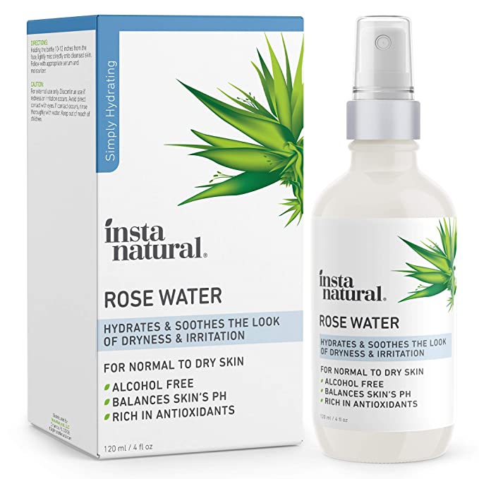 Rose Water Toner for Face - 100% Pure & Natural Flower Facial Cleanser - Preps Sensitive, Dry, & Acne Prone Skin for Serums & Moisturizers - Put Those Spray Mists Away & Blossom - InstaNatural - 4 OZ