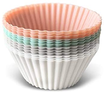 The Kind Home Pastel Silicone Baking Cups - Pack of 12 - Reusable Cupcake and Muffin Liners