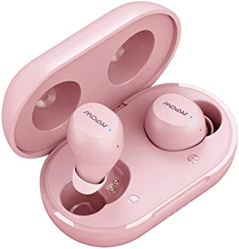 Wireless Earbuds, Mpow M12 Bluetooth Earbuds, Wireless Charging & USB-C Charging Case Bluetooth Headphones Wireless Earphones w/Mic, Bass Sound/IPX8 Waterproof/Touch Control/25 Hrs/Dual Modes, Pink