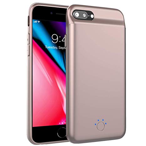 Battery Case, 5000mAh Ultra Slim Portable Battery Power Charger Case, Rechargeable Protective Backup Charging Case for iPhone 6/6s/7/8 (4.7 Inch)(Rose Gold)