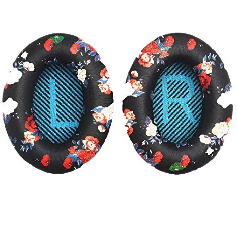 Replacement Ear Cushions for Bose Around Ear 2, AE2, AE2i, QC2, QC15, QC25,QC35, SoundTrue and SoundLink Headphones - NOT Compatible with Bose TP1a Headphones (Flower Blue)