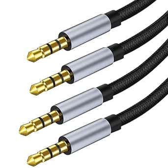 AUX Cable 2 Pack, 3.5mm TRS Auxiliary Audio Cable (3.3ft/1m, Hi-Fi Sound) Nylon Braided Cord Compatible with Car,Home Stereos,Speaker,i-Pod i-Pad,Headphones,Sony,Echo Dot,Beats (Grey)