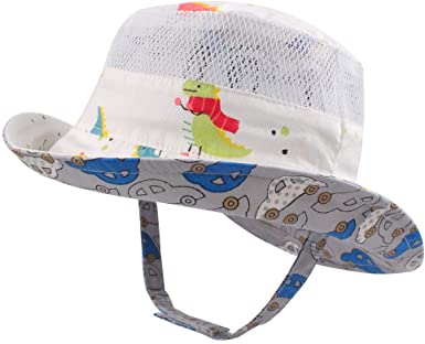 BAVST Baby Sun Hat Boys Bucket Hat Toddler Floppy Hat UPF 50  Wide Brim Chin Strap Summer Play Cap for 6M-6T