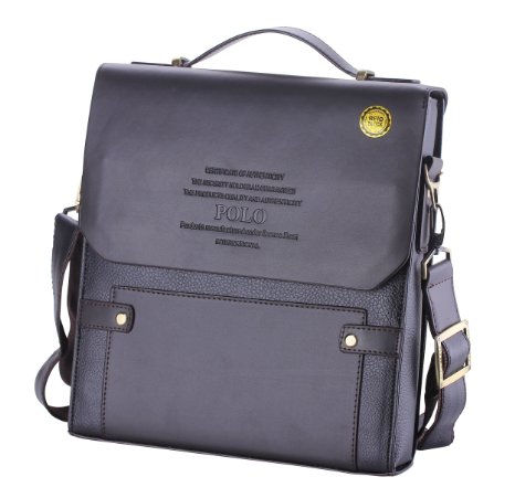 VIDENG POLO Newest Mens Genuine Leather RFID Blocking Secure Briefcase Shoulder Messenger Bag V1h-brown