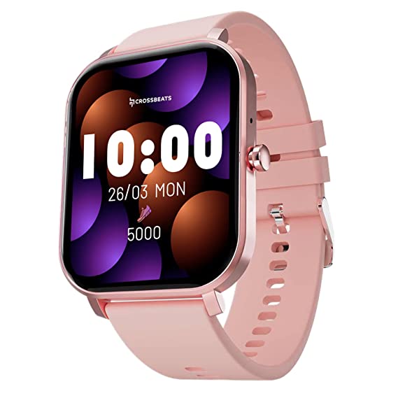 CrossBeats Newly Launched Ignite Pingg 1.83" Smartwatch with AI ENC Bluetooth Calling, 150  Watch Face, 100  Sports Mode, High Resolution, SnapCharge™ 7 Days Battery, Sleep, HR,SpO2, BP Monitor(Pink)