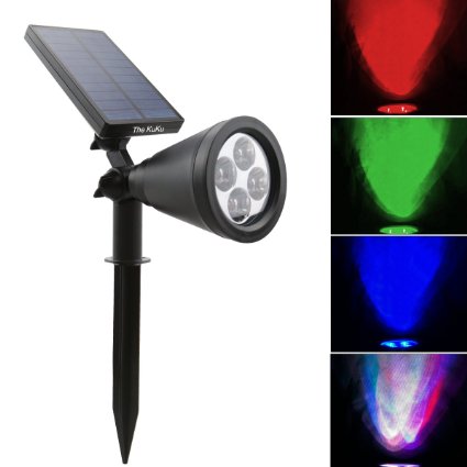 Color Change Outdoor Solar Landscape Spotlight-Waterproof - Adjustable-Security Solar Garden Path lights-Auto-on At Night/Auto-off By Day