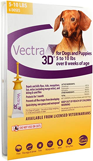 VECTRA 3D Gold for Extra Small Dogs 5-10 Pounds (6 Doses)