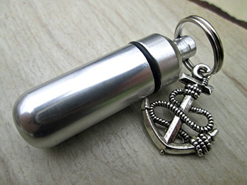 Cremation Urn Keychain Or Necklace With Anchor Charm