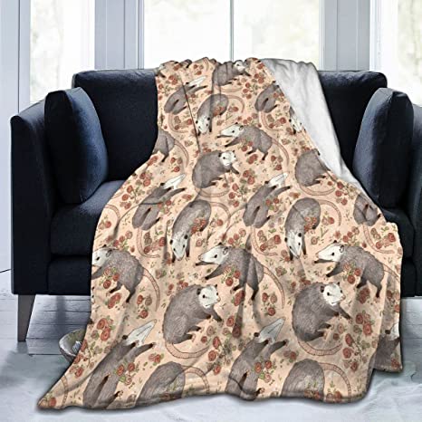 Large Throw Blanket Befuddled Possums Flowers Micro Fleece Blanket Comfy Premium Flannel Fleece Blanket Comfortable Thermal Blankets Durable Pad Bed Cover Warm Sofa Blanket for All Season