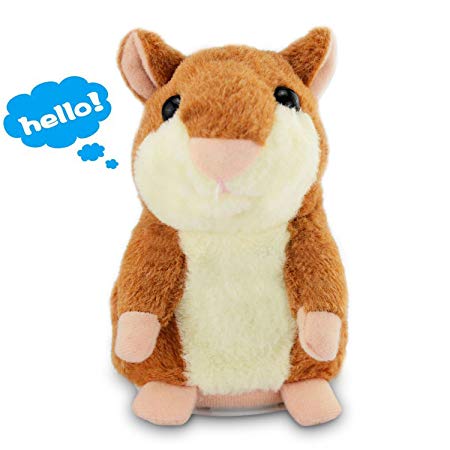 Angel Kiss Mimicry Pet Talking Hamster Repeats What You Say Plush Animal Toy Electronic Hamster Mouse for Boy and Girl Gift,3 x 5.7 inches( Brown )