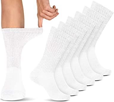 Pembrook Diabetic Socks for Men & Women (6 Pairs) Neuropathy and Circulatory Non-Binding Crew Sock