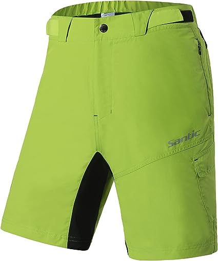 Santic Men's Mountain Bike Shorts Loose Fit MTB Shorts Cycling Shorts Baggy Zipper Pockets