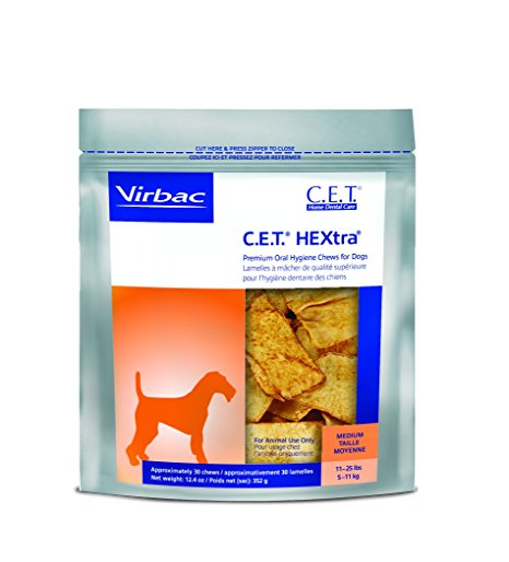 Virbac C.E.T. HEXtra Premium Oral Hygiene Chews for Dogs