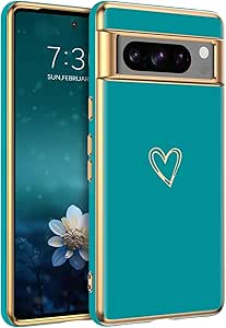 BENTOBEN for Google Pixel 8 Pro Case, Google Pixel 8 Pro Case Electroplating Heart Camera Protection TPU Protective Lightweight Flexible Bumper Shockproof Google Pixel 8 Pro Case 6.7 ", Light Blue