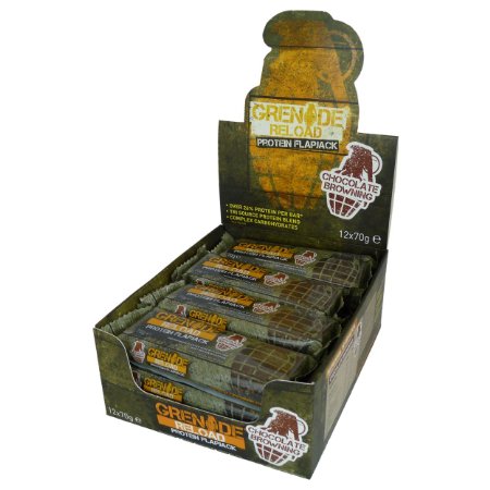 Grenade Reload Protein Flapjacks Chocolate Browning, (12 x 70g Bars)