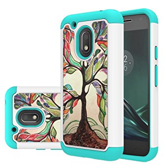 Moto G Play Case ,Leevin(TM) [Drop Protection] [Shock Absorption] Dual Layer Heavy Duty Protective Silicone Plastic Cover rugged Armor Case for Moto G4 Play / Moto G Play - Love Tree