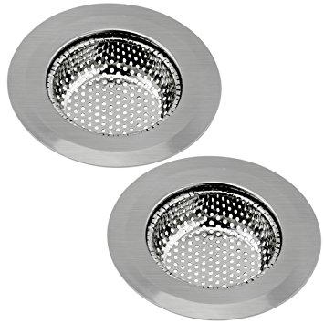 Set of 2 IPOW Heavy-Duty Stainless Steel Kitchen Sink Strainer Mesh Cover Large Overall Dia 4.5" Diameter,Fits Kitchen Sinks