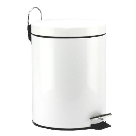 5 Liter/1.3 Gallon Round Step Color Trash Can (White)
