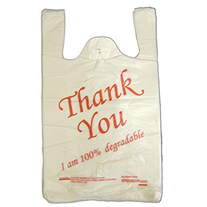 EPOSGEAR Large Thank You 100% Degradable Eco Plastic Vest Carrier Bags (10" x 15" x 18", Red, 300)