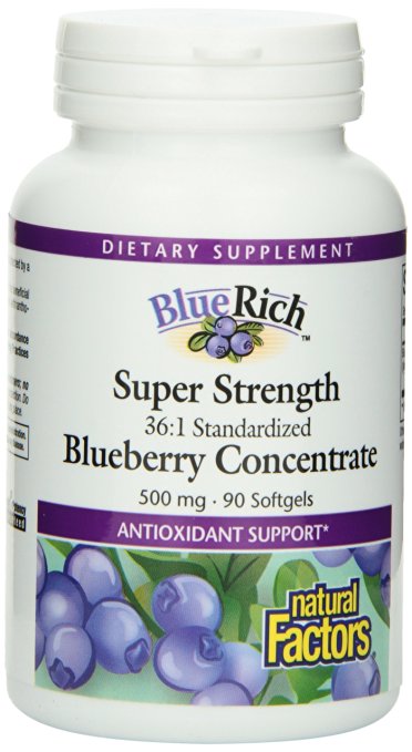 Natural Factors Bluerich Blueberry Concentrate, 500mg , 90 Softgels