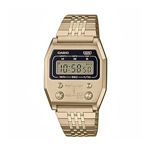 Casio Unisex Stainless Steel Digital Gold Dial Watch-A1100G-5Df, Band Color-Gold