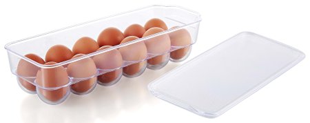 Kuuk Fridge Egg Tray - Holder Container Box for 12 Large Eggs with Lid
