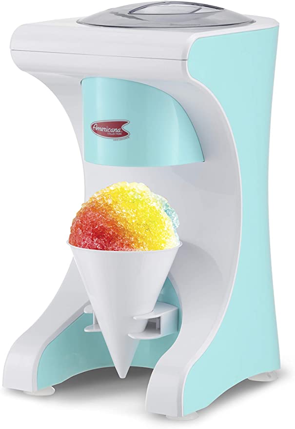 Elite Gourmet EIC-629 Electric Countertop Snow Cone Hawaiian Shave Ice Machine, Kid-Friendly Party Summer Treat Maker, Blue, Large, White