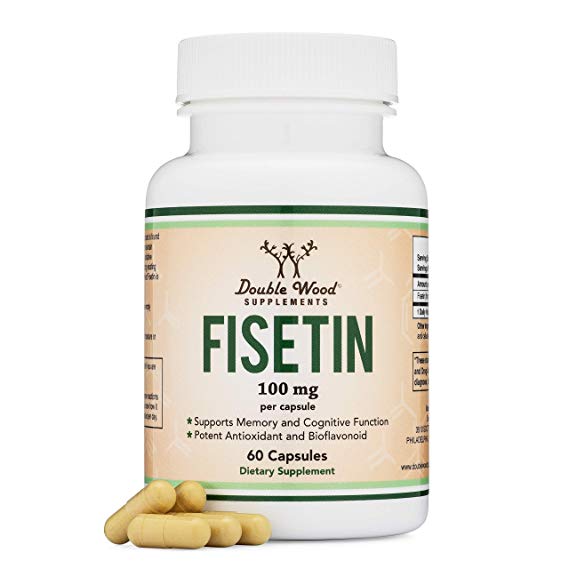 Fisetin Capsules - 100mg, 60 Count (Natural Bioflavonoid Polyphenols Supplement Similar to Apigenin, Luteolin, and Quercetin) Anti-Aging Support Senolytic by Double Wood Supplements