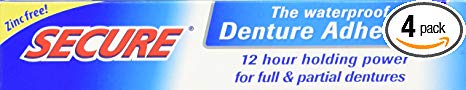 Secure Denture Bonding Cream by Dentek - 1.4 Ounces (Pack of 4) (1.4 oz)