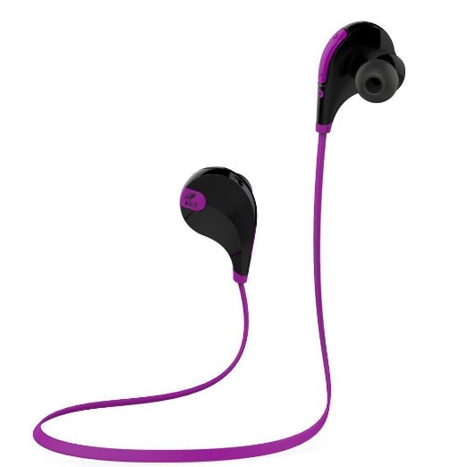 Soundpeats QY7 Bluetooth 4.1 Wireless Sports In-ear Stereo Headset with Microphone (Black/Purple)