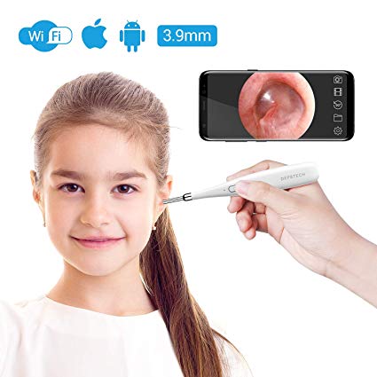 DEPSTECH Wireless Otoscope, Upgraded 3.9mm Ultra-Thin WiFi HD Ear Video Inspection Camera, Ear Scope Waterproof IP67 with 6 Adjustable LED Lights for iPhone, iPad & Android Smart Phones