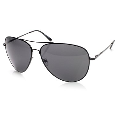 zeroUV - Large Oversized Metal Frame Teardrop Aviator Sunglasses (Black)