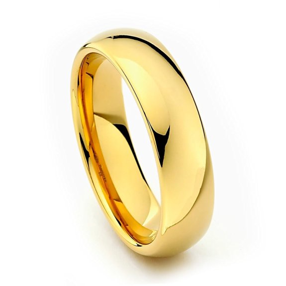 6mm Men's 18kt Gold Tungsten Ring Wedding & Engagement Band (Sizes 5-15)