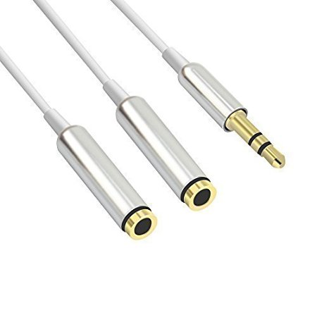 Atalanta® 3.5mm Audio Stereo Y Splitter Cable 3.5mm Male to 2 Port 3.5mm Female for Earphone and Headset Splitter Adapter, Compatible with iPhone, Samsung, LG Smartphones, Tablets, MP3 Players