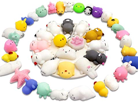 30PCS Mochi Squishy Toys, Mini Squishies Stress Relief Toys Party Favors for Kids,Soft Animals Squeeze Toys,Kawaii Squishies Gifts for Kids & Adults
