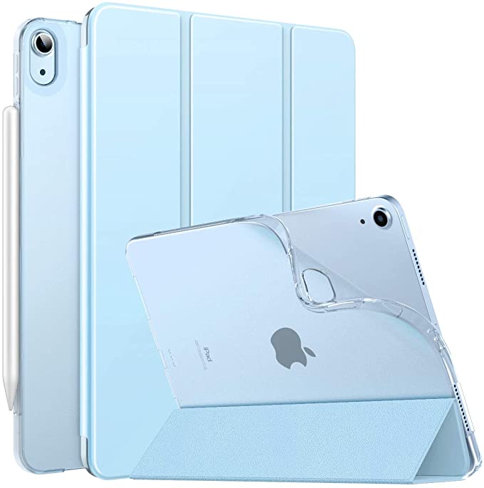 MoKo Case Fit New iPad 10.9 inch, iPad Air 4th Generation Case 2020, Slim Folio Case Smart Trifold Stand with Soft TPU Frosted Translucent Back Cover Fit iPad Air 4 2020, Auto Wake/Sleep, Sky Blue