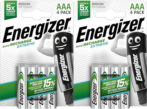 Energizer Rechargeable Battery AAA, Extreme Rechargeable, 8 Pack