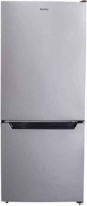 Danby DCR041C1BSLDB-6 4.1 Cu.Ft. Bottom Mount Mini Fridge with Freezer with Ultra Quiet Silencer, Stainless Steel