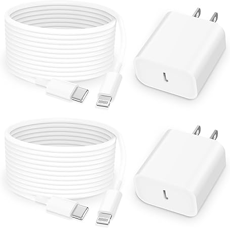 [Apple MFi Certified] iPhone 14 13 12 Fast Charger, Assrid 2 Pack 20W PD USB-C Rapid Power Charger with 2 Pack 6FT Type-C to Lightning Quick Charging Cable for iPhone 14 13 12 11 Pro Max/XS/XR/X/iPad